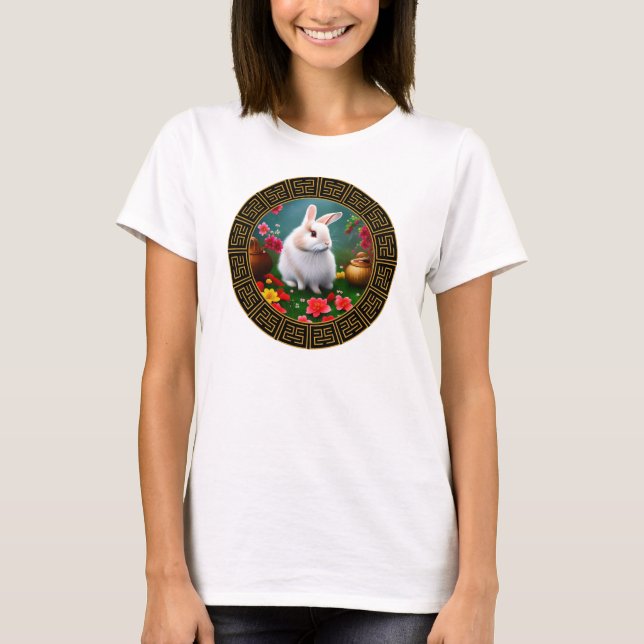 T-shirt année du lapin du zodiaque chinois pour fe (Devant)