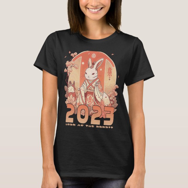 T-shirt Année du lapin Zodiac chinois NOUVEL AN 2023 (Devant)
