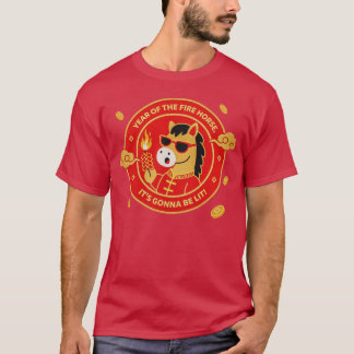 T-shirt Année du Nouvel An Lunaire du Cheval de Feu Rouge 