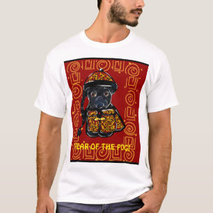 T-shirt Année du Pug Noir du Chien
