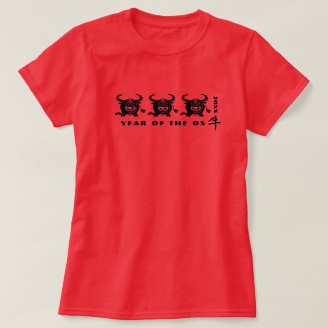 T-shirt Année personnalisée | Année chinoise du boeuf (Design devant)