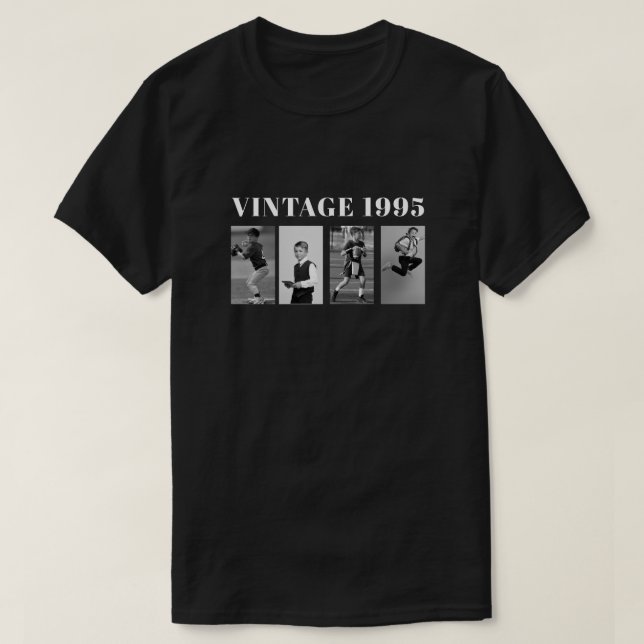 T-shirt Année photo personnalisée Vintage 1995 30e 40e ann (Design devant)