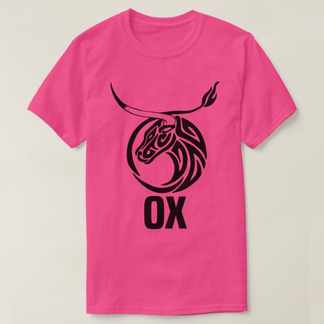 T-shirt Année Tribale de l'Ox Chinese Zodiac noir design (Design devant)