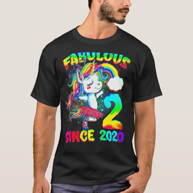 T-shirt Années 2e anniversaire Unicorn Girl Fabulous (Devant)