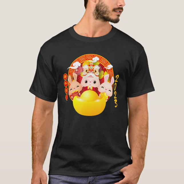 T-shirt Années Du Lapin Chinois Nouvel An Garçon Fille Enf (Devant)