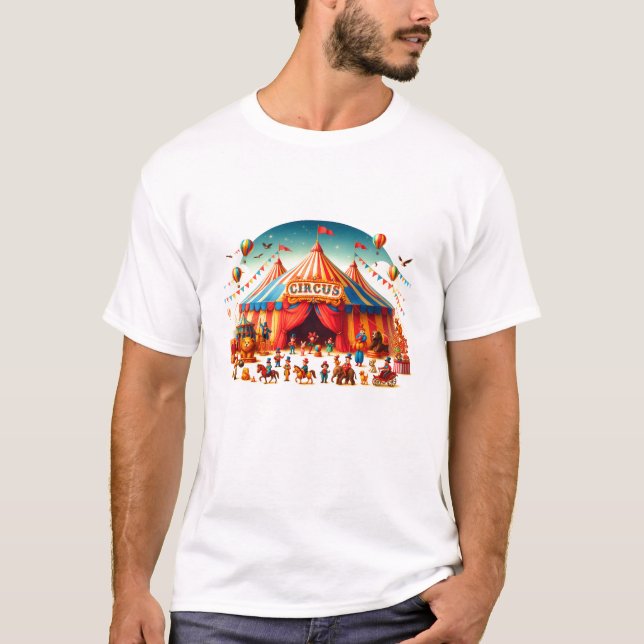 T-shirt Anniversaire 1 an Cirque Carnaval Moderne Mignon (Devant)