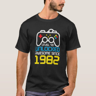 T-shirt Anniversaire 40 Ans Cool Niveau 40 Débloqué Annive