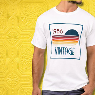 T-shirt Anniversaire 40 ans Vintage 1986 Rayure Rétro Sole