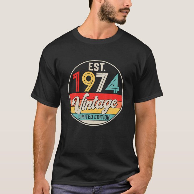 T-shirt Anniversaire 48 ans Vintage 1974 Limited Edition 4 (Devant)