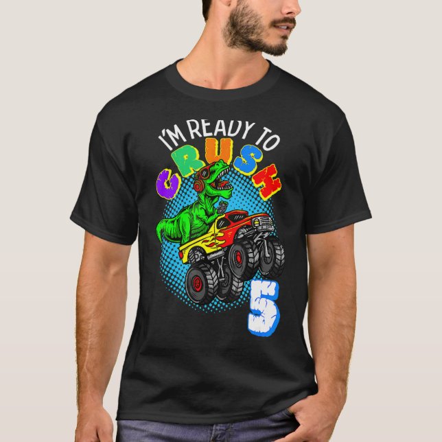 T-shirt Anniversaire 5 ans Dinosaur Trex 5th Five Bo (Devant)