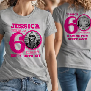 T-shirt Anniversaire 60 ans photo recto verso nom texte ro