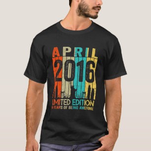 T-shirt Anniversaire 6 Ans Vintage Avril 2016 Édition Limi