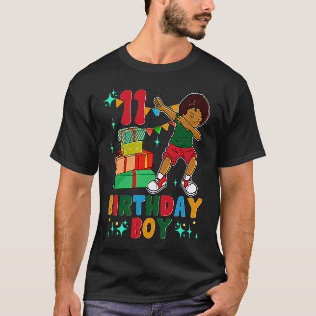 T-shirt Anniversaire African American Boy 11e anniversaire (Devant)