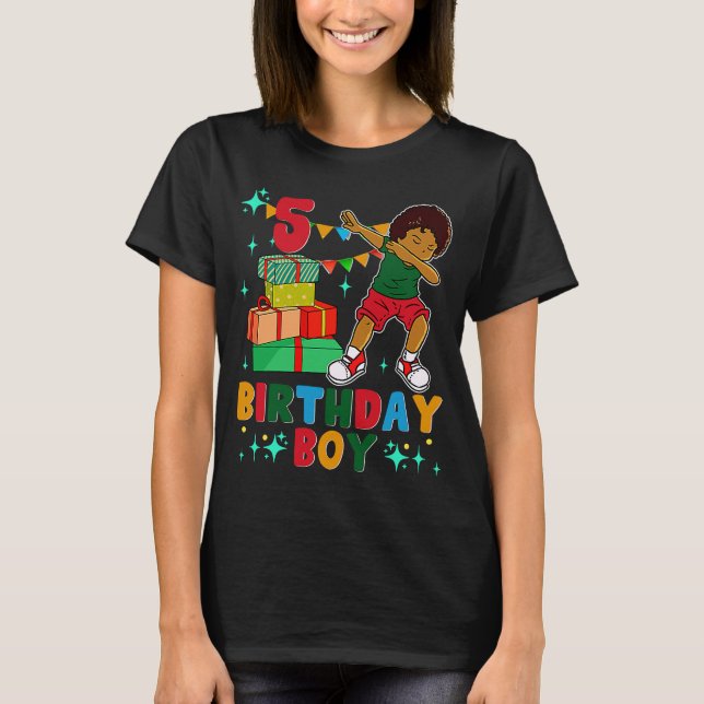 T-shirt Anniversaire African American Boy 5e anniversaire  (Devant)