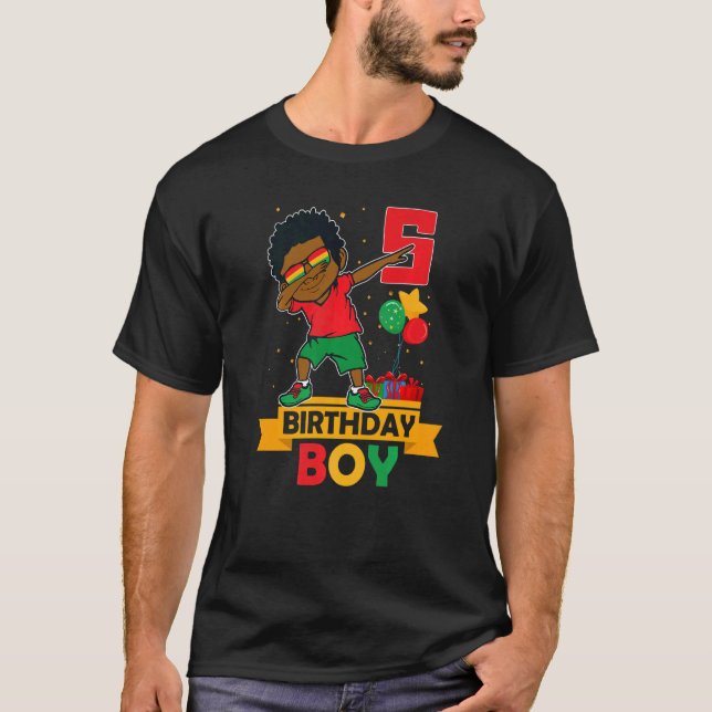 T-shirt Anniversaire African American Boy 5e anniversaire  (Devant)