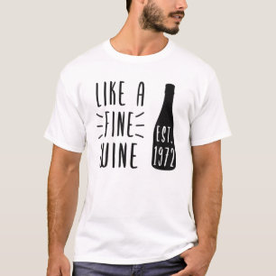 T-shirt Anniversaire Amateur De Vins Depuis 1972 Bouteille