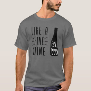 T-shirt Anniversaire Amateur De Vins Depuis 1999 Bouteille
