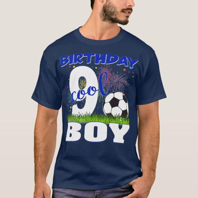 T-shirt Anniversaire Anniversaire Cool 9 ans Soccer Boy (Devant)