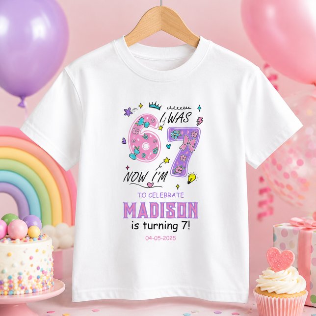 T-shirt Anniversaire arc-en-ciel 7 ans | J'avais 6 ans, ma (Rainbow 7th Birthday | I Was 6, Now 7 | Kids T-Shirt
)