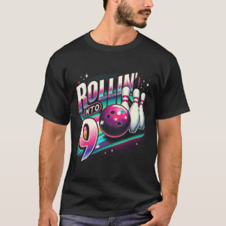 T-shirt Anniversaire Bowling Roulant Dans La Fête 9 9e Ann
