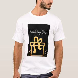 T-shirt Anniversaire Boy Black and Gold Faux Foil