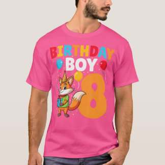 T-shirt Anniversaire Boy Cute Fox 8 Ans 8E Anniversaire Pa