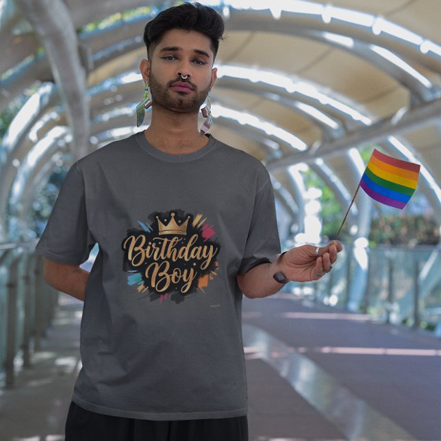 T-shirt Anniversaire Boy Golden Crown Splash (Créateur téléchargé)
