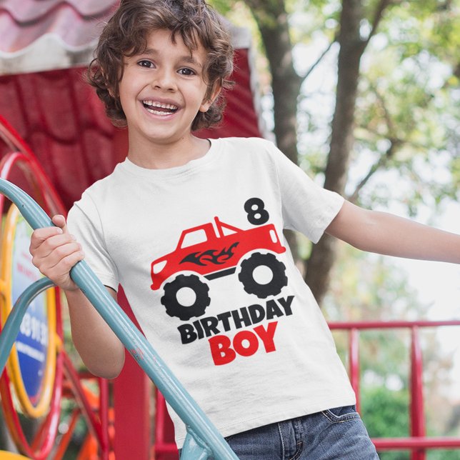 T-shirt Anniversaire Boy Red Monster Camion avec l'âge (Créateur téléchargé)