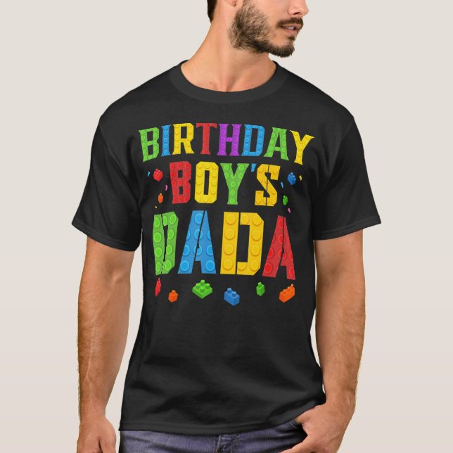 T-shirt Anniversaire Boy's Dada Blocks Master Builder Bric (Devant)