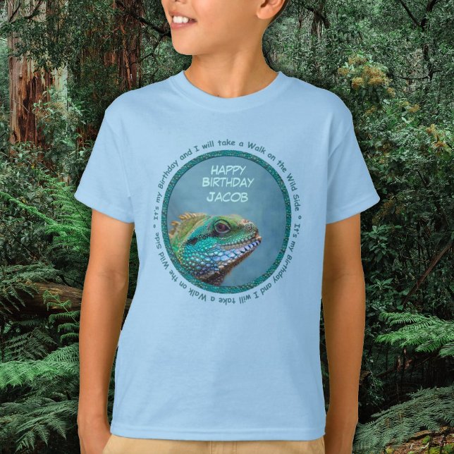 T-shirt Anniversaire coloré d'Iguana (Colorful Iguana Birthday T-Shirt in shades of green, blue and teal - reptiles, iguanas)