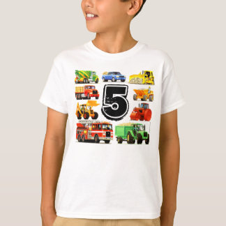 T-shirt Anniversaire d'âge d'enfants 5ème de camions faits