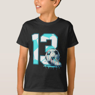 T-shirt Anniversaire de 13 ans de football Crème glacée Dr