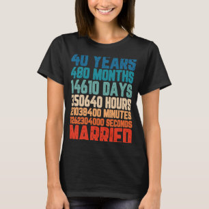 T-shirt Anniversaire de 40 ans d'époux marié femme Mariage