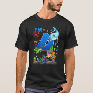 T-shirt Anniversaire de 4 ans de baleine poisson mer anniv