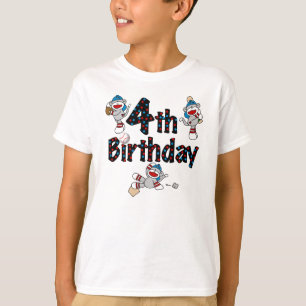 T-shirt Anniversaire de base-ball de singe de chaussette