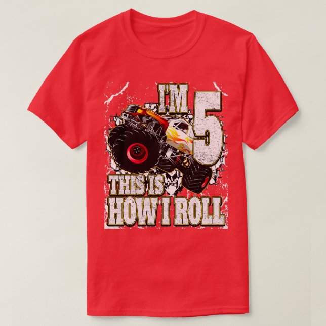 T-shirt Anniversaire de Camion Monster 5 ans (Design devant)