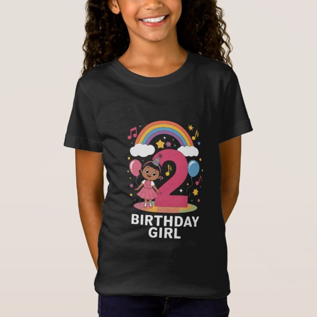 T-Shirt Anniversaire de deux ans fille mignonne 2e anniver (Devant)