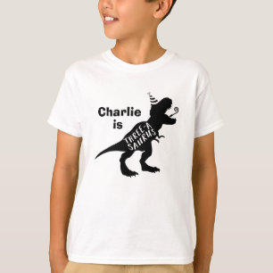 T-Shirt Anniversaire de Dinosaure Trois A Saurus