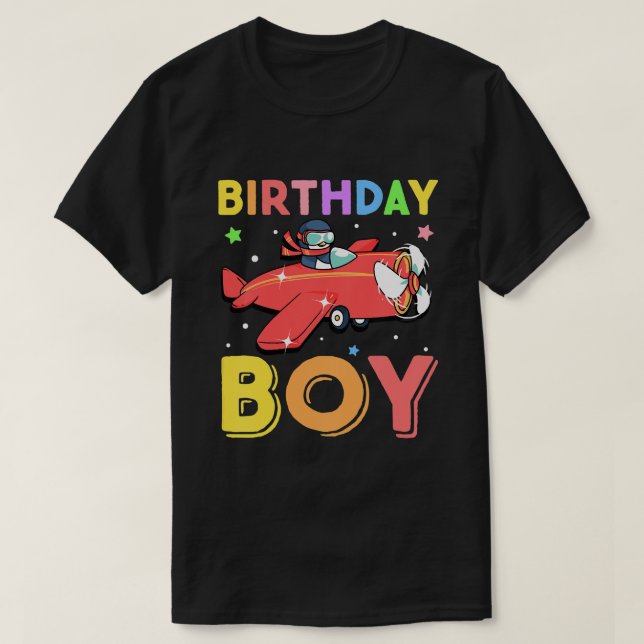 T-shirt Anniversaire de enfant Boy Pilote Penguin Avion An (Design devant)