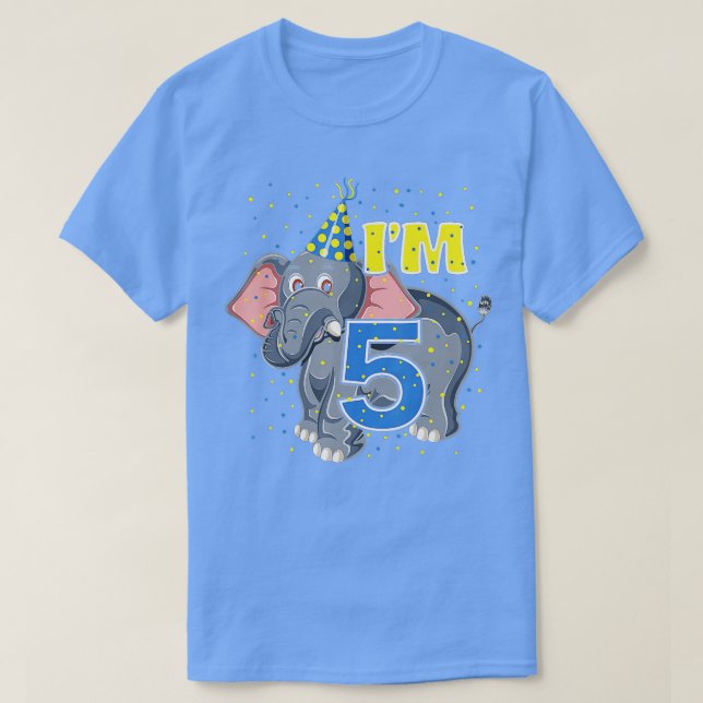 T-shirt Anniversaire de enfant Elephant 5 année Old Zoo 5e (Design devant)