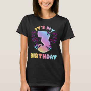 T-shirt Anniversaire de enfant fille 3 ans papillons C'est