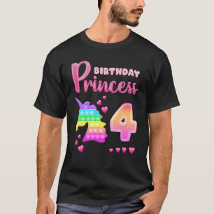 T-shirt Anniversaire de enfant fille 4 ans Unicorn Pop It 