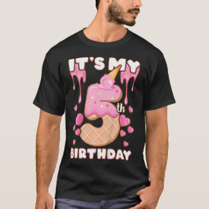 T-shirt Anniversaire de enfant Fille 5 Ans Glace Crème C'E