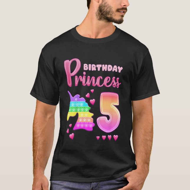T-shirt Anniversaire de enfant fille 5 ans Unicorn Pop It  (Devant)