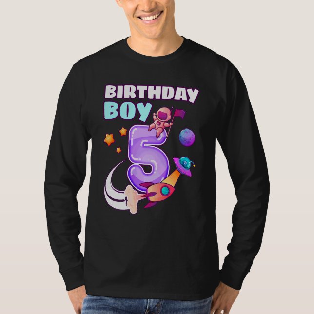 T-shirt Anniversaire de enfant Garçon 5 ans Ancienne fusée (Devant)
