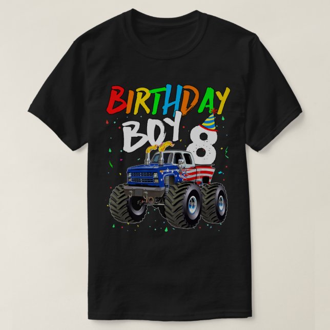 T-shirt Anniversaire de enfant Garçon 8 ans Monster Truck  (Design devant)