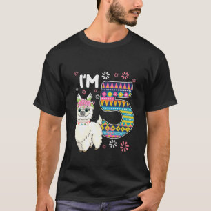 T-shirt Anniversaire de enfant Llama I'm 5 year old Girl T