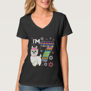 T-shirt Anniversaire de enfant Llama Im 7 ans Girl Thème 7