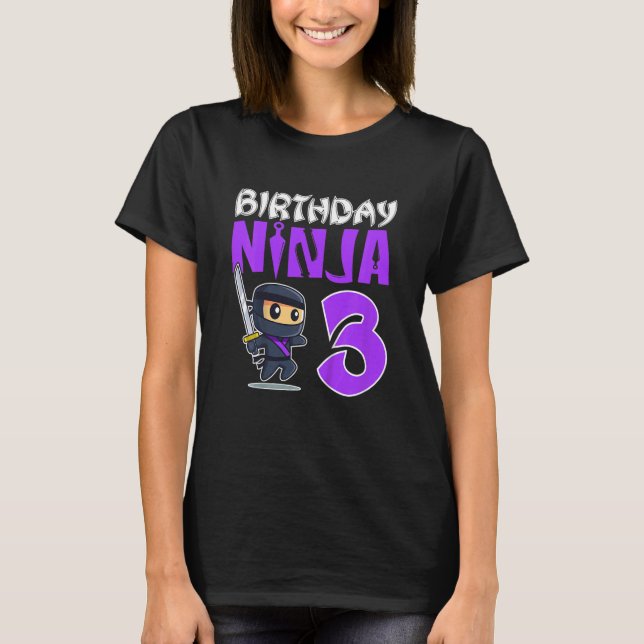 T-shirt Anniversaire de enfant Ninja Pour 3 Ans Little Nin (Devant)