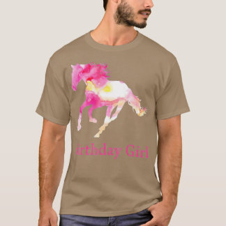T-shirt Anniversaire de enfant Pink Aquarelle Cheval Cadea
